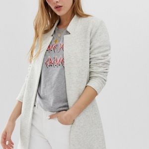 Only Light Gray Ribbed Longline Coat